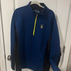 Spyder Blue and Black Quarter-Zip with Yellow Detail